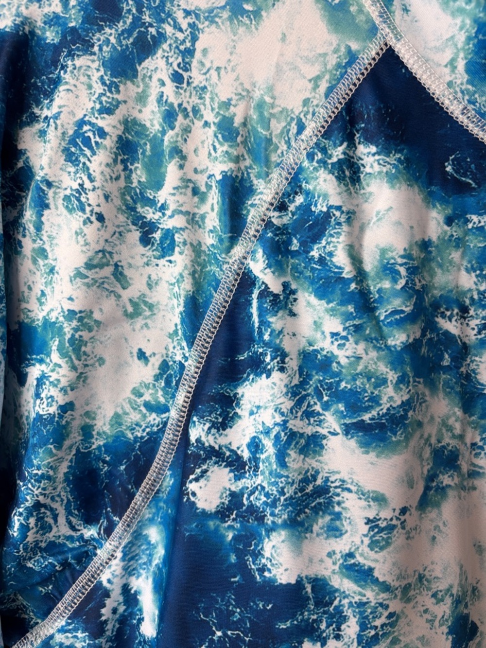 💙 Uniquebella Swim Tunic 3XL Blue White Ocean Wave Zip Long Sleeve 💙 - Picture 7 of 15